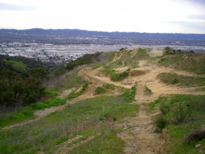 Mountain bikers degrade the hillside by cutting in steep ledges for extreme sports.