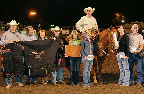 Cowboy Ron Emmons accepts his awards at the Western States Horse Expo.